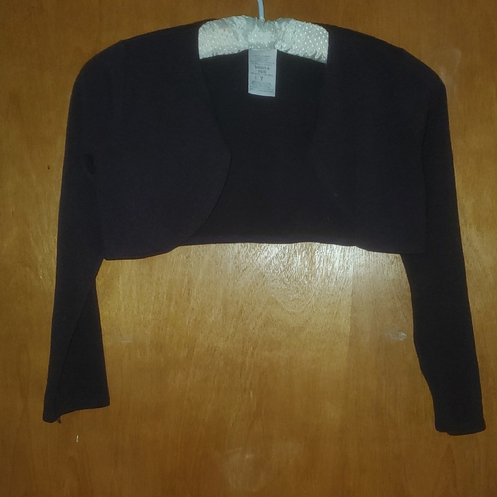 Black Knit Shrug Sweater with Rounded Neckline
